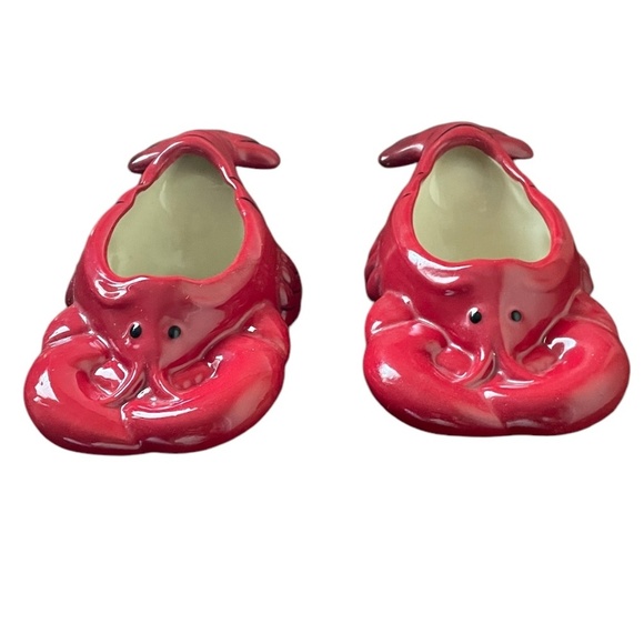 Set Of 2 Vintage Boston Warehouse Lobster Butter Warmer Dish Ceramic, Red - Picture 2 of 5